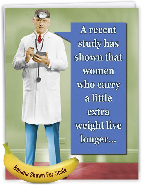 NobleWorks Big Funny Birthday Card 8.5 x 11 Inch with Envelope, A Recent Study J1395 (1 Pack)