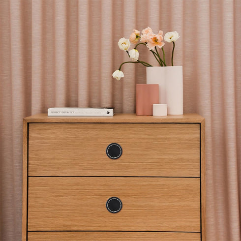 2Pcs SOLUSTRE Leather Cabinet Pulls Handles, Single-Hole Round Drawer Pulls for Cabinets, Dressers, and Bedside Tables