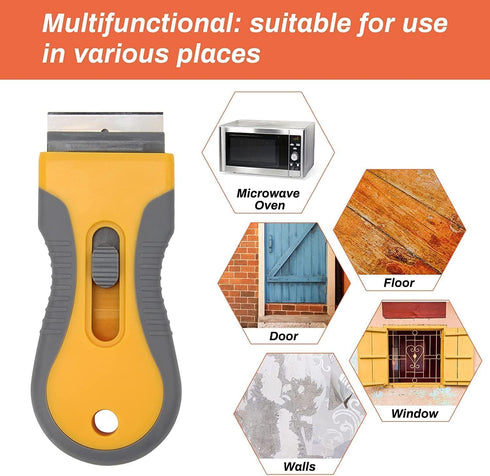 SRTXJUZD 20pcs Razor Blade Scrape with Extra Blades, Scraper Tool, Razor Blade Retractable, Paint Stripping Tool, Hob