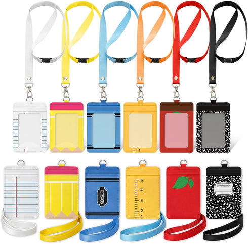 Harloon 6 Pcs Teacher ID Badge Holder with Lanyard Teacher Appreciation Gifts