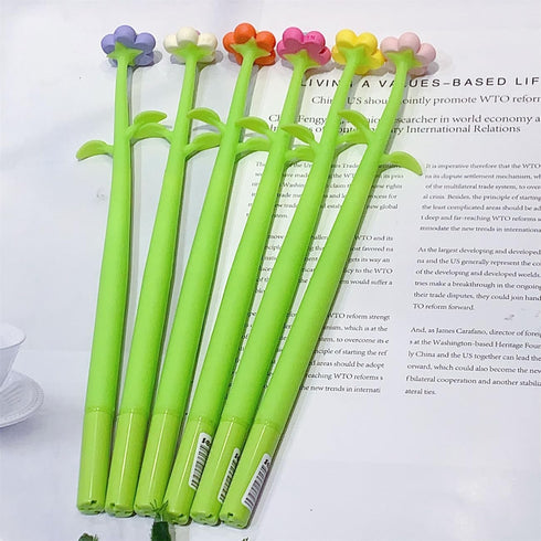 Flower Pens, Creative Gel Ink Silicone Flower Pen Bulk, 0.5 mm Writing Pen for School Office Home