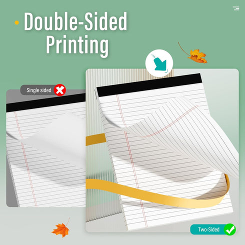 Legal Pads 8.5 x 11 - 2 Pack Writing Pads, Wide Ruled Lined Paper, 30 Sheets Per Legal Pad for School, Office, Home
