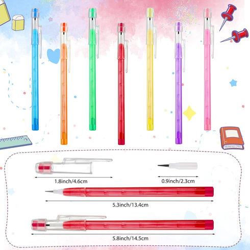 Non Sharpening Pencils Point Pencils HB Translucent Pencils Stackable Pencil Multi Push Stacking Tip Pencils with Matching Eraser for Kids Girls Office School Students Teachers, 7 Colors (100 Pack) by Crtiin