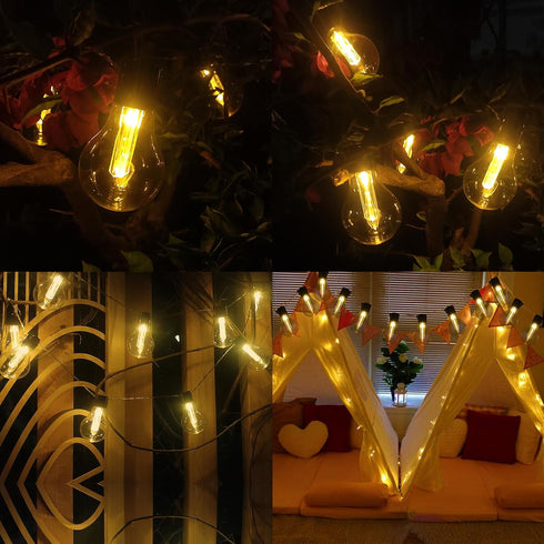 6.5Ft 10 Vintage Christmas Lights Battery Powered LED Edison Hanging Lights with Remote Timer, Indoor Fairy Lights