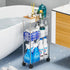 Yieach 4 Wheels,6.3W Clear Tier Slim Rolling Storage Cart with Thin Shelf,Bathroom Storage Cabinet,Skinny Laundry