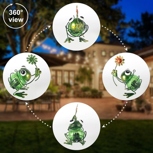 Yamodoor Frog Solar Outdoor Hanging Lantern Creative Small Sculpture Lights Durable Waterproof Lamp Suitable