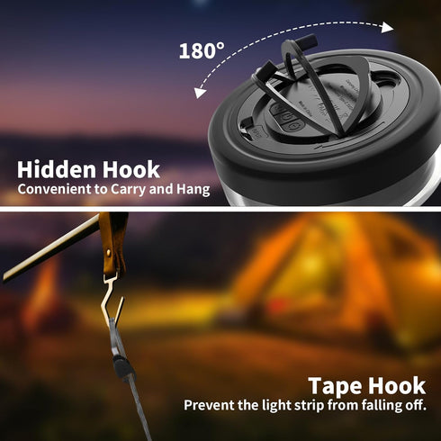 KEIWRLIGHT 32.8FT, 2 1 14 30s IP44 4000mAh Camping String Lights in Outdoor Camping Lantern with Lighting Modes