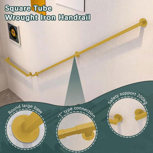 PAUANI Corridor(1ft/30cm) Metal Stair Railing Kit - Wall Mount Handrail - Handrail Railings for Stairs Indoor