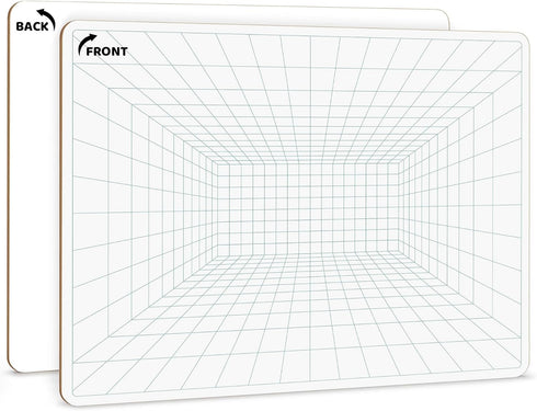 SCRIBBLEDO 11”x14” 1 Point Perspective Grid Dry Erase Board, Double-Sided Graphing Charts for Home School