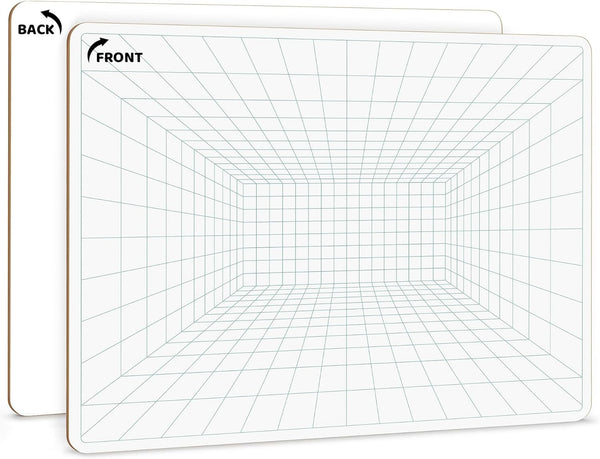 SCRIBBLEDO 11”x14” 1 Point Perspective Grid Dry Erase Board, Double-Sided Graphing Charts for Home School