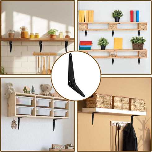 Mormchlots 24Pcs 6 5 Inch x Black Shelf Brackets, Heavy-Duty Metal Steel Corner L Brackets for Shelves Shelf