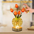 3-Colour Dimming Tulip Crystal Flower Lamp Touch Lamp,Rechargeable Cordless Table Lamp, Infinitely Battery Powered