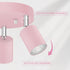 3 GU10 Bulb Light Track Lighting Fixtures Ceiling, Pink Round Directional Spotlight Fixtures, Flush Mount Ceiling