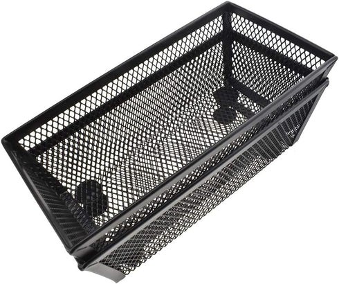 HAHIYO Stackable Mesh Tray Cup 6 x 3 x 2 inches, Sturdy Desk Drawer Organizer Container, 2 Pack Black with Soft Foam