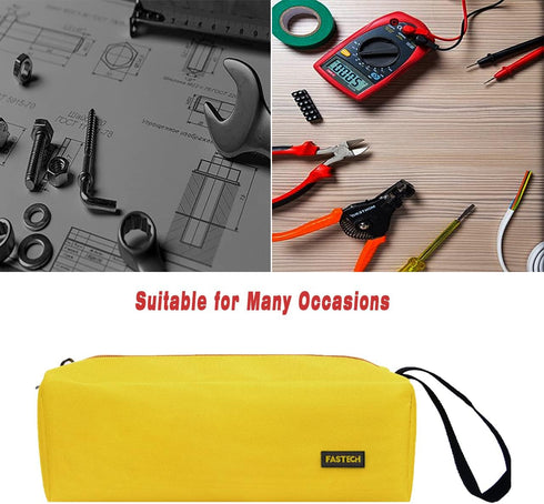 1-Pack Zipper Utility Tool Bag, Small Multi-purpose Storage Organizer for Screwdrivers, Pliers (Yellow)