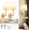 JKEYES Battery Operated Wall Sconces Set of Two, Gold Cordless Wall Sconce