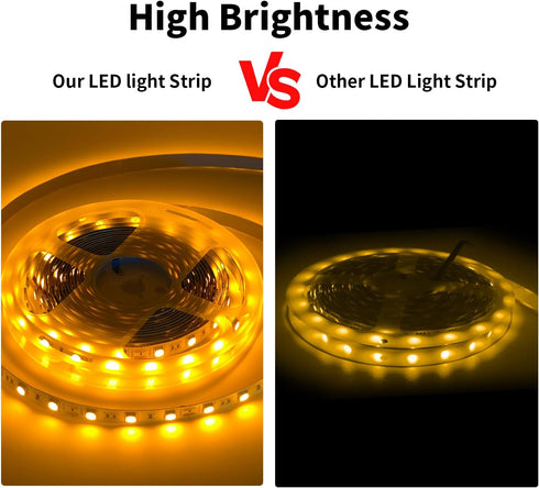 12V 16.4ft/5m 300 5050 iNextStation LED Strip Light Yellow LED Light Strip Flexible LED Strip Lights Cuttable LEDs Tape