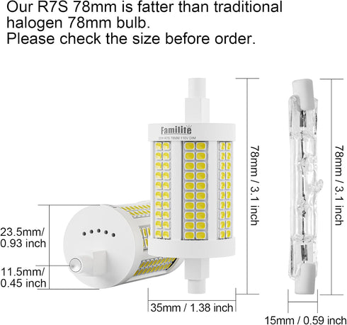 R7S LED Bulb 78MM, 20W Dimmable J78 Flood Light, 150W Halogen T3 Replacement, Natural White 4000K, Pack of 2