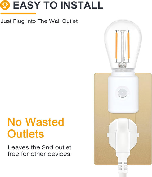 1W 2700K, 10-100LM 1-Pack Warm Night Lights Plug into Wall Motion Sensor, LED Night Light, Adjustable Brightness