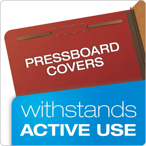 Pendaflex Recycled File Folders, Letter Size, Red (24075R), 2 Dividers, 2" Fasteners, 2/5 Tab Cut, Box of 10