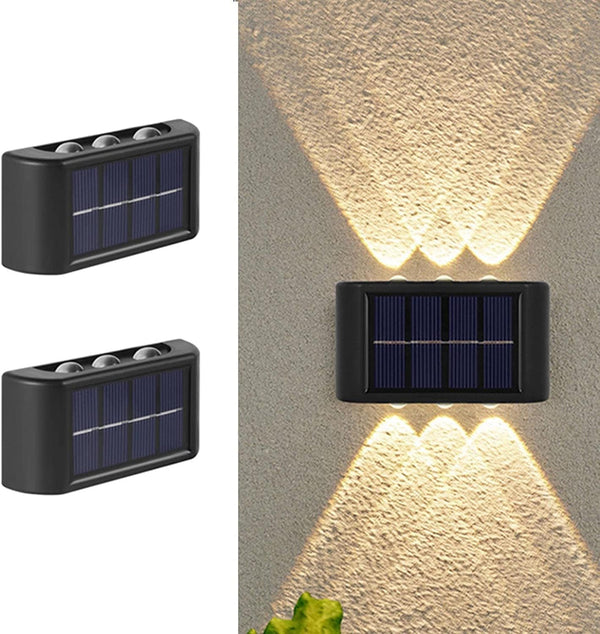 ASLIDECOR Solar Fence Lights Up and Down, 2 Pack Small Waterproof Solar Step Light for Outdoor