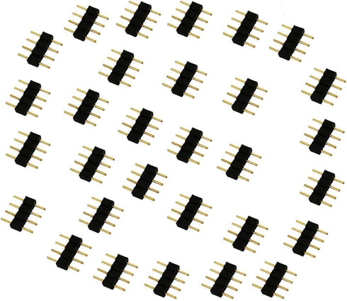 30pcs Male to Male LED Strip Connector Adapter Plug for SMD 5050 3528 2835 RGB Flex LED Tape Light (Black)