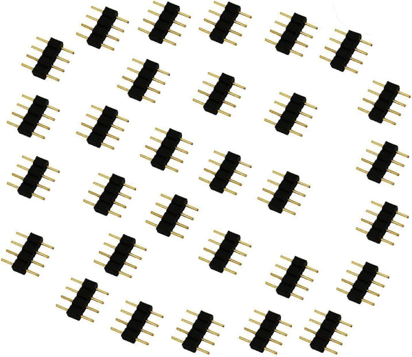 30pcs Male to Male LED Strip Connector Adapter Plug for SMD 5050 3528 2835 RGB Flex LED Tape Light (Black)