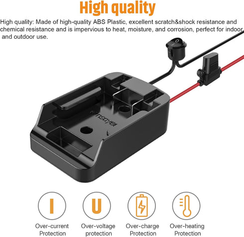 Ensayeer 20V 12 Lights,2 Pack Power Wheel Adapter with Fuse&Switch, Secure Battery Adapter for MAX Lithium Battery
