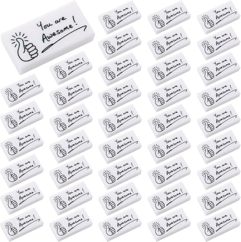 Fuutreo Pencil Erasers, Inspirational "You are Awesome" Bulk Erasers for Kids, Students, and Classroom Prizes (100 Pcs)
