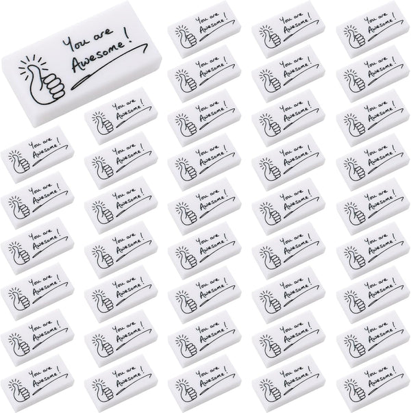 Fuutreo Pencil Erasers, Inspirational "You are Awesome" Bulk Erasers for Kids, Students, and Classroom Prizes (100 Pcs)