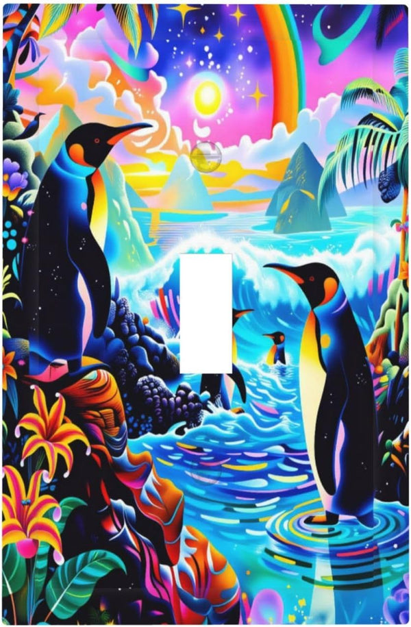HTSAHKV Fantasy Penguin Wall Plate Light Switch Cover Single Gang Outlet Faceplate Print