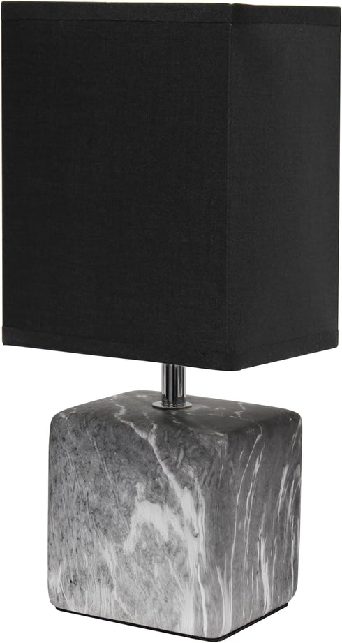 Simple Designs LT1217-BOB 11.81" Mini Marble Ceramic Cube Table Lamp, for Living