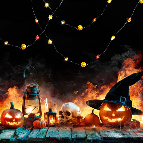 118In Halloween Indoor Led String Lights Copper Wire Fall Decorative Lights for Bedroom Party Autumn Thanksgiving