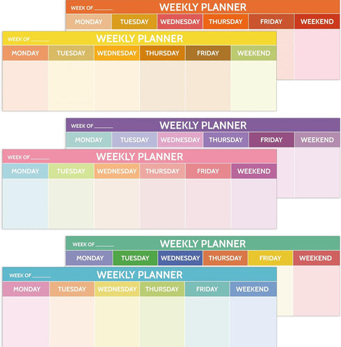 Geyee 300 Sheets Weekly Calendar Pad, 2.8 x 9.5 Inch Horizontal Weekly Planner Sticky Notes for Studying Office