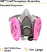3M 6391, P100, 2091 Half Facepiece Reusable Respirator Assembly Kit Size Large, Lightweight, Comfortable, Easy