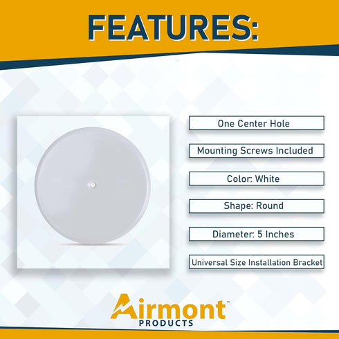 (Pack of 4) Airmont Products AP-12077, 5-inch Ceiling Blank-Up Cover with Center Screw, White Metal