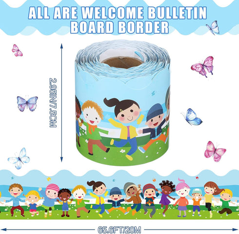Teling 65.6ft Diversity Bulletin Board Border Trim Border Diverse Children Border Bulletin Board All are Welcome Classroom Decoration Bulletin Board for Holiday Classroom Wall Decor by Teling
