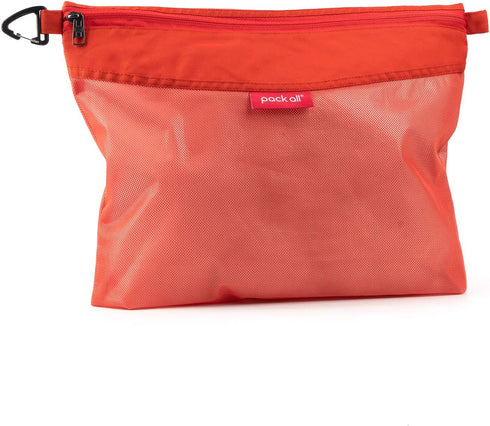 Pack All Water-resistant Zipper Pouch, Large Mesh Bags for Storage, Travel, Office (Orange)