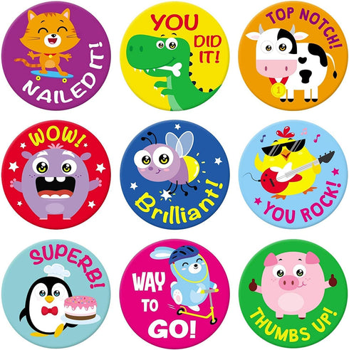 Sweetzer & Orange Teacher Reward Stickers, 1008 in 9 Designs, 1-Inch Motivational Stickers for Kids and Classroom