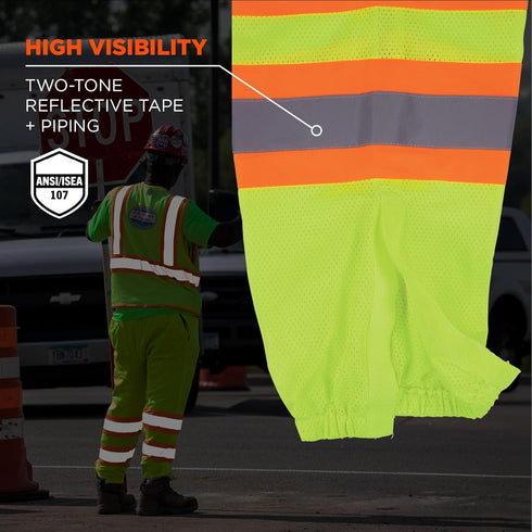 Ergodyne Unisex Adult Class Two-tone Reflective Safety Pants, Lime, Large-X-Large