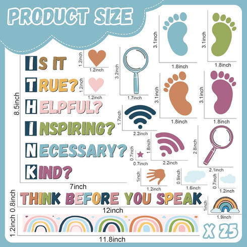 Boho Classroom Bulletin Board Decorations - Kindness Motivational Think Before You Speak Wall Decor
