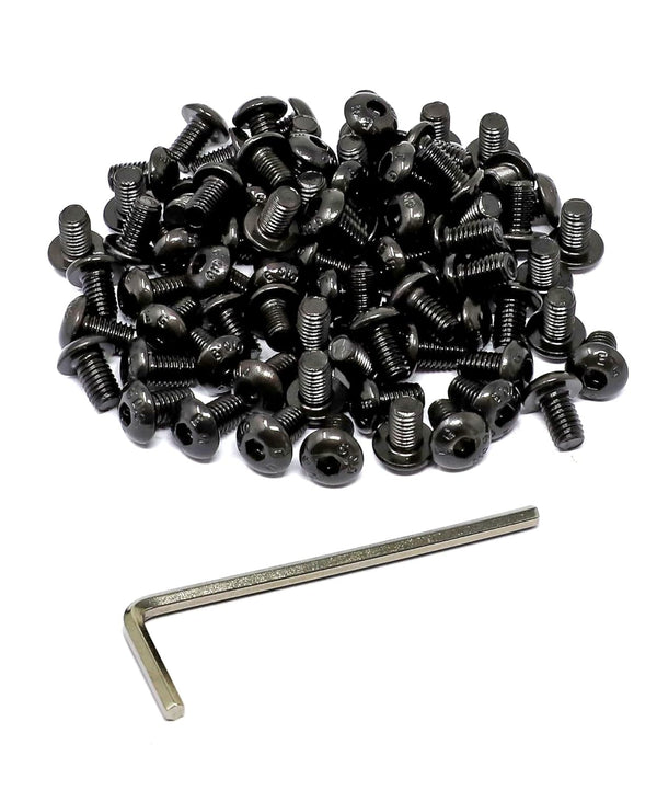 iexcell 100 Pcs M5 x 8mm Thread Pitch 0.8 mm Alloy Steel Hex Socket Button Head Cap Screws Kit, Black Oxide