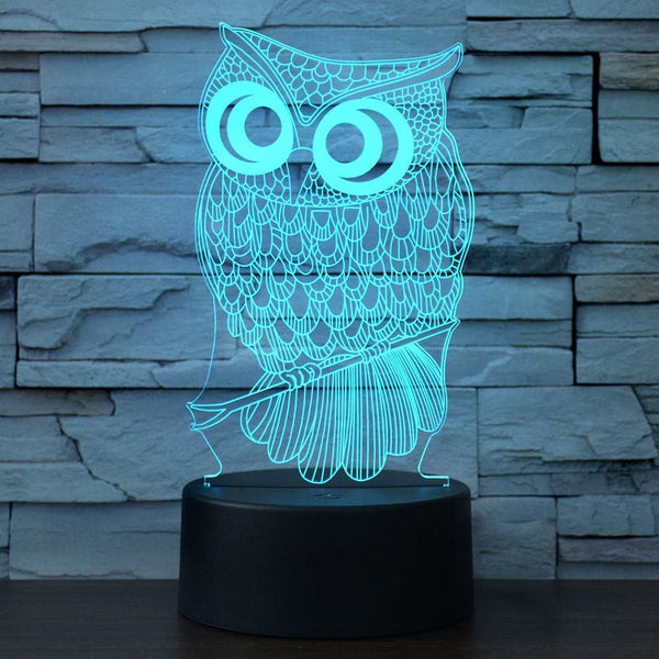 i-CHONY Owl Gift Night Light for Kids,3D Illusion Lamp 7 Colors Auto
