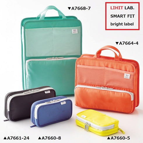 LIHIT LAB Double Pen Case, Large, 4.1 x 8.7", Blue