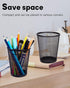 QYH Mesh Pencil Holder, Metal Pen Cup, Black, 6 Packs for Desk