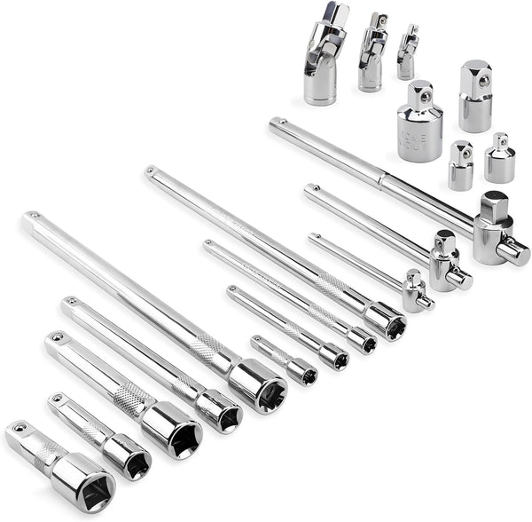 Acxetx 19 Piece Socket Extension Set, 1/4", 3/8" and 1/2" Drive Extension Bar,