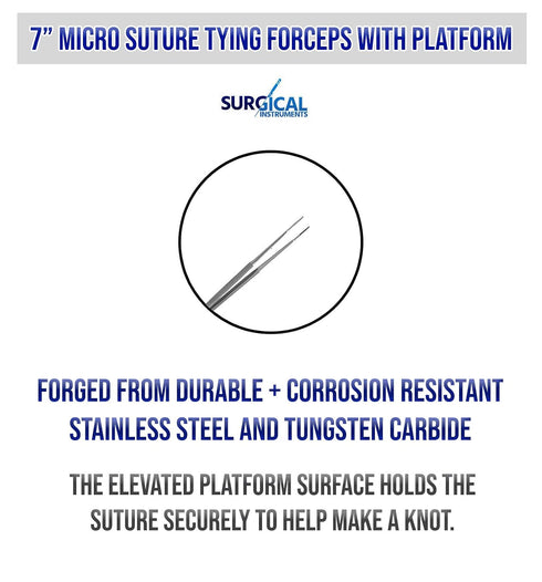 7with SURGICAL ONLINE T/C Micro Suture Tying Forceps Platform - Medical Surgical Instruments