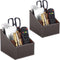 TV Remote Control Holder with 3 Compartments, Storage Box, Media Accessory Storage, Desk Organizers (Brown, 2 pieces)