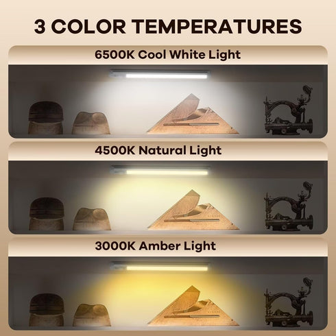 80 Closet 3 Dimmable BIAT Under Cabinet Lights, LED Motion Sensor Indoor, Rechargeable Lights with Color Temps