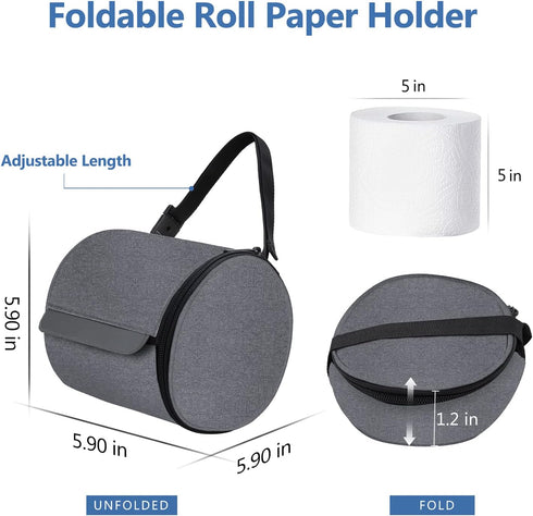 Hanging Toilet Paper Holder Cat Proof Roll Tissue Storage Waterproof and Portable Paper Container with Adjustable Strap Reusable Roll Tissue Organizer for Camping Bathroom Kitchen Travel, Gray by kakaforsa